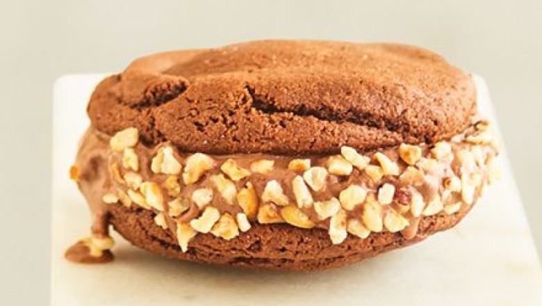 Choc hazelnut ice cream sandwich recipe | BBC Good Food