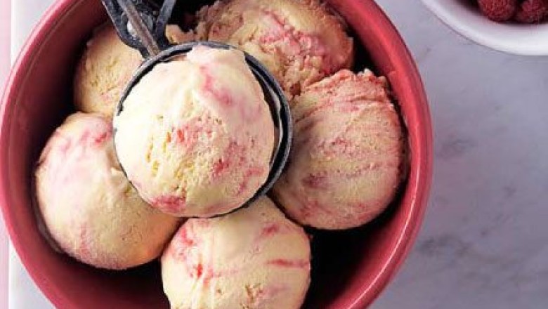 Raspberry ripple ice cream recipe | BBC Good Food